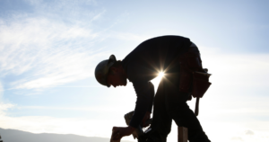 Construction worker using tools